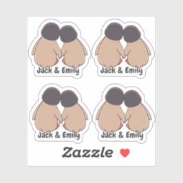 Personalised Cute Penguin Valentine Stickers Aufkleber