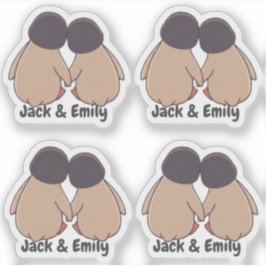 Personalised Cute Penguin Valentine Stickers Aufkleber