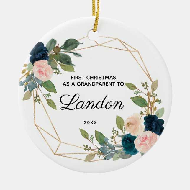 Personalised First Christmas As a Grandparent Cera Keramik Ornament (Vorne)