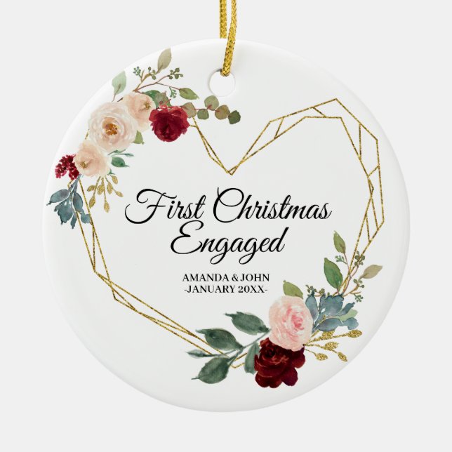 Personalised First Christmas Verpflichtungsged orn Keramik Ornament (Vorne)