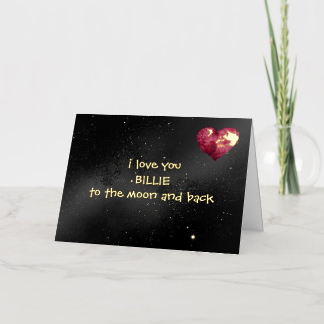 Personalised Foil Love you to the Moon folded card (Vorderseite)