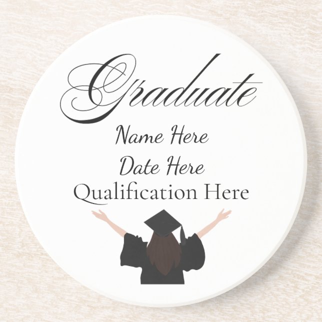 Personalised Graduation Name, Custom Gift for her Getränkeuntersetzer (Vorne)