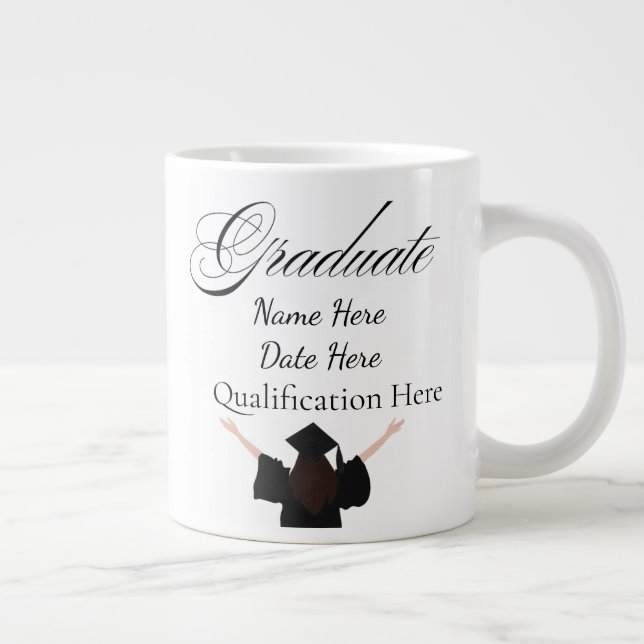 Personalised Graduation Name, Custom Gift for her Jumbo-Tasse (Rechts)
