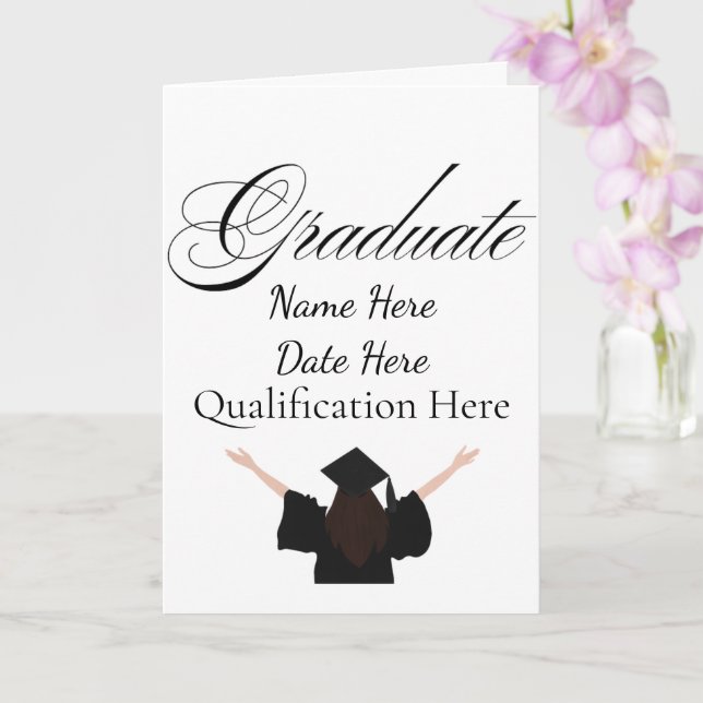 Personalised Graduation Name, Custom Gift for her Karte (Orchidee)