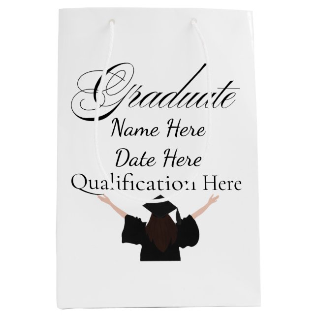 Personalised Graduation Name, Custom Gift for her Mittlere Geschenktüte (Vorderseite)