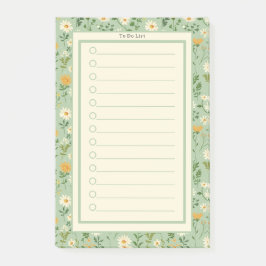 Personalised Green Floral Botanical To Do List. Post-it Klebezettel