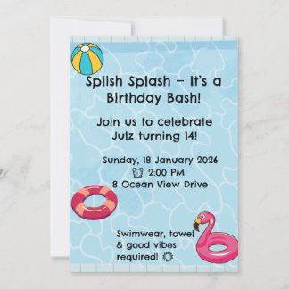 Personalised Kids Pool Party Invitation | Summer