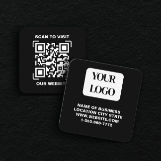 PERSONALISED Modern Black and QR CodeBusiness Card Quadratische Visitenkarte