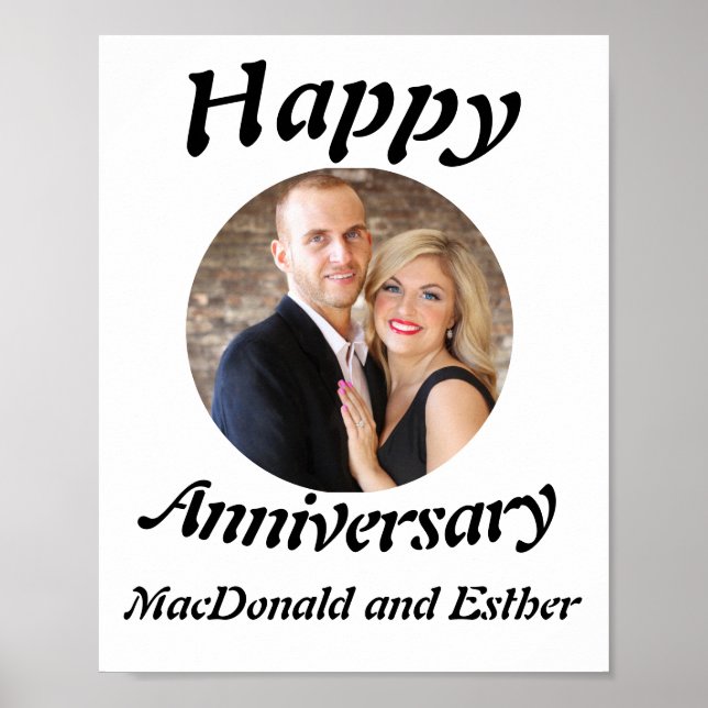 Personalised Modern Happy Anniversary photo  Poster (Vorne)