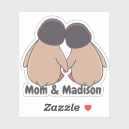 Personalised Mom & Daughter Cute Penguin Sticker