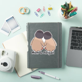 Personalised Mom & Daughter Cute Penguin Sticker