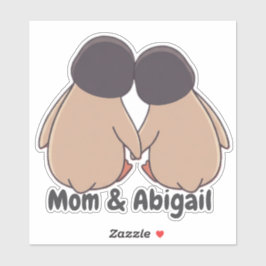 Personalised Mom & Daughter Cute Penguin Sticker