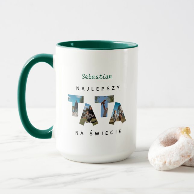 Personalised NAJLEPSZY TATA NA ŚWIECIE Große Tasse (Mit Donut)