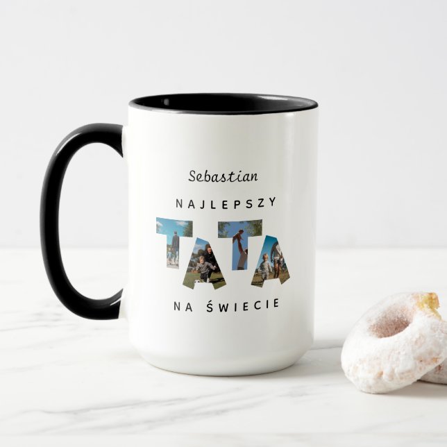 Personalised NAJLEPSZY TATA NA ŚWIECIE Große Tasse (Mit Donut)