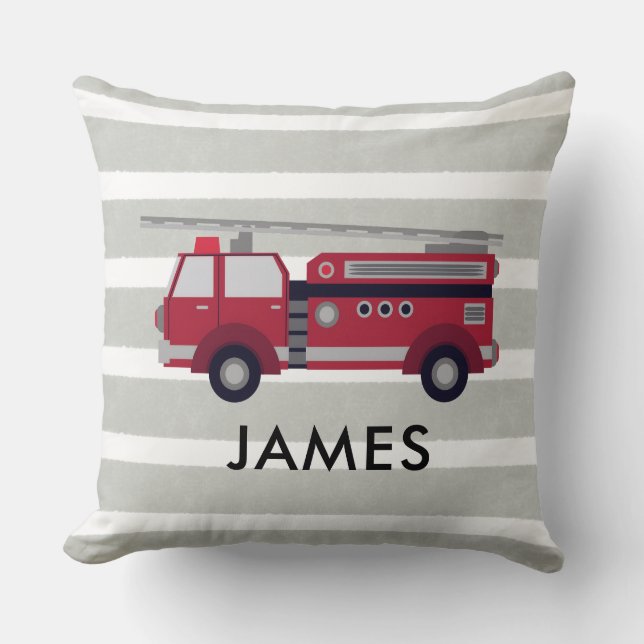 Personalised Name Red Fire truck Cushion Kissen (Vorderseite)