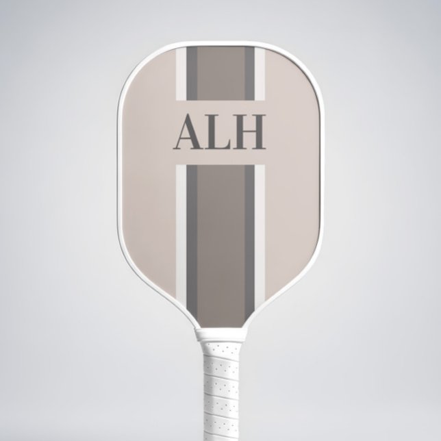 Personalised Neutral Stripe Custom Initials Modern Pickleball Schläger (Von Creator hochgeladen)