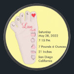 Personalised New Baby Gift Birth Stats Details  Eishockey Puck<br><div class="desc">An adorable drawing of a fully customizable baby's foot to fill in with your newborn child's details.
Add name,  date,  weight,  size and location. 
This is a great design for yourself or as a gift for friends,  family or colleagues.</div>