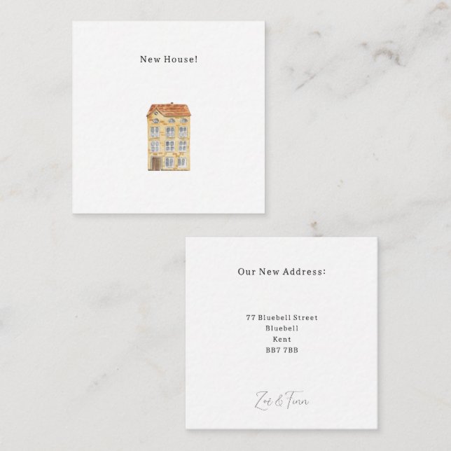 Personalised New House Announcement Card. Mitteilungskarte (Vorne/Hinten)