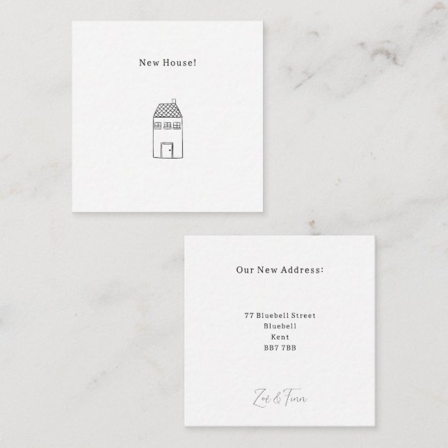 Personalised New House Announcement Card. Mitteilungskarte (Vorne/Hinten)