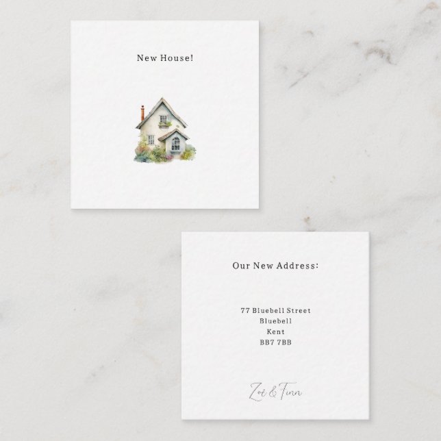 Personalised New House Announcement Card. Mitteilungskarte (Vorne/Hinten)