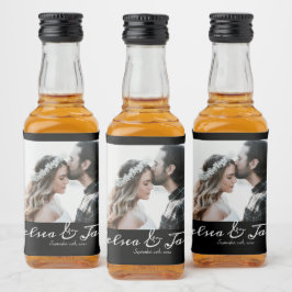 Personalised Photo Wedding Black & White Favor Alkoholflaschenetikett
