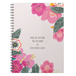 PERSONALISED Pink Abstract Flowers Notebook Notizblock