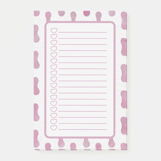 Personalised Pink Shapes Note List. Post-it Klebezettel (Vorderseite)
