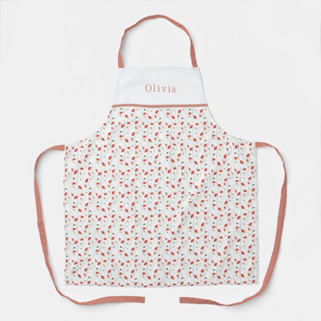 Personalised Pretty Poppy Pattern Apron Schürze (Vorderseite)