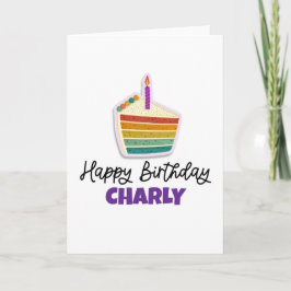 Personalised Rainbow Birthday Cake Card Karte