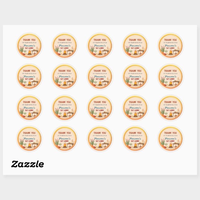 Personalised round Lohri-themed Sticker (Feuille)