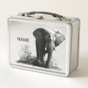 Personalised Splashing Elephant Lunch Tin/Box Metall Brotdose