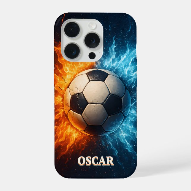 Personalised Sports/Soccer iPhone 15 Pro Case Hülle (Rückseite)
