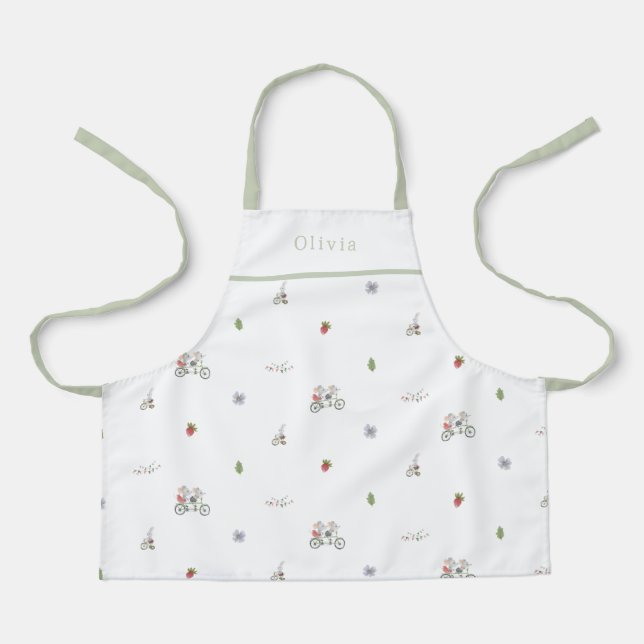 Personalised Spring Mice On A Bike Pattern Apron Schürze (Vorderseite)