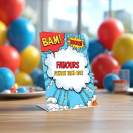 Personalised Superhero Party Favours Pedestal Sign Sockelschild