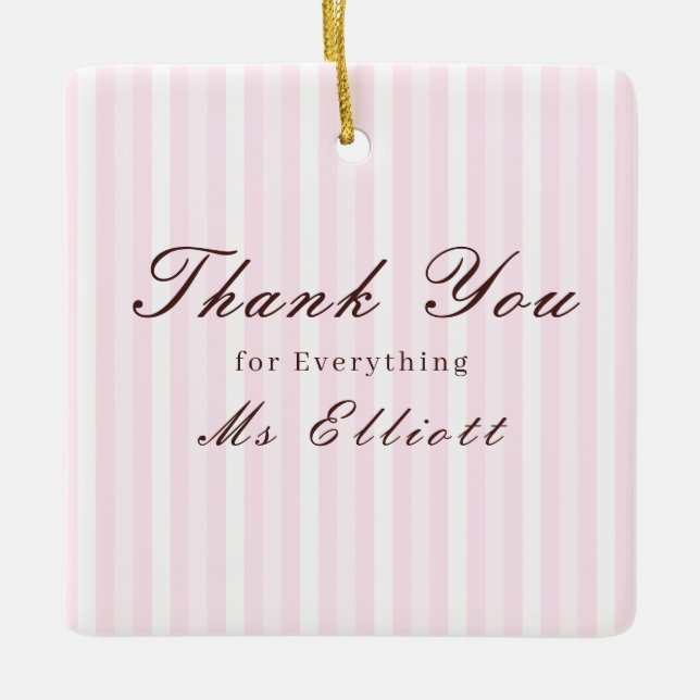Personalised Thank You Teacher Ornament Pink Mist (Vorderseite)