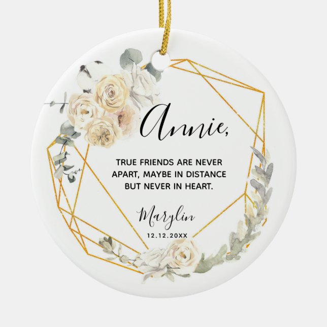 Personalised True friends are never far apart Keramik Ornament (Vorne)