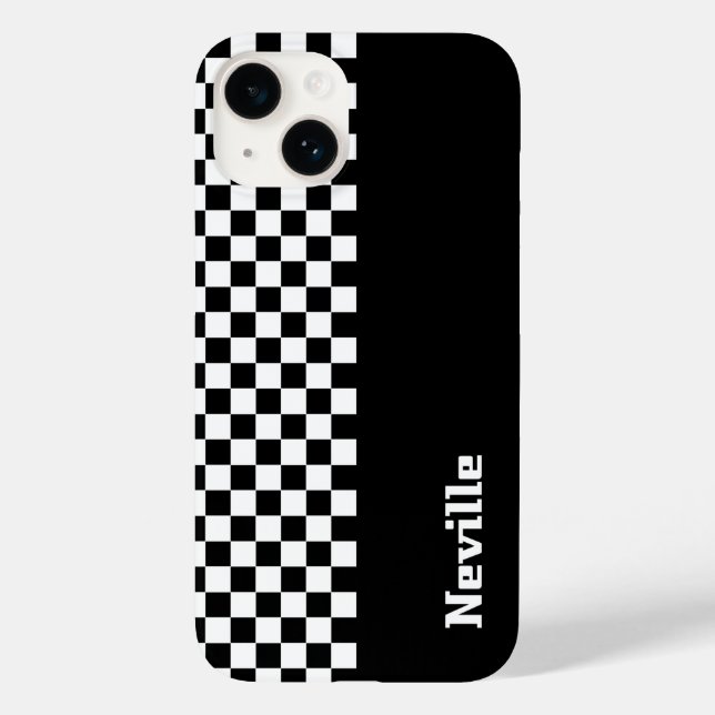 Personalised Two-Tone Checkerboard Case-Mate iPhone 14 Hülle (Rückseite)