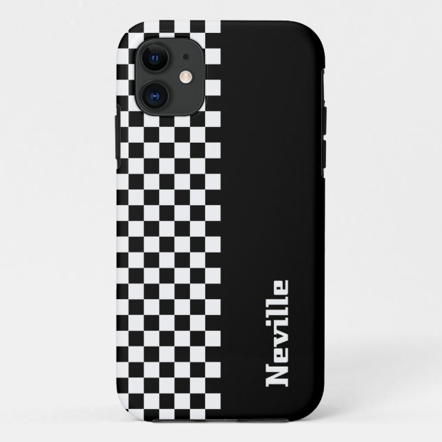 Personalised Two-Tone Checkerboard Case-Mate iPhone Hülle (Rückseite)