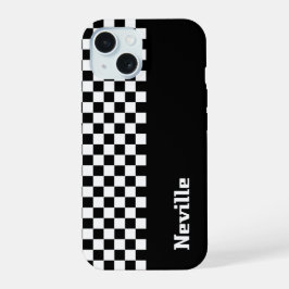 Personalised Two-Tone Checkerboard iPhone 15 Hülle