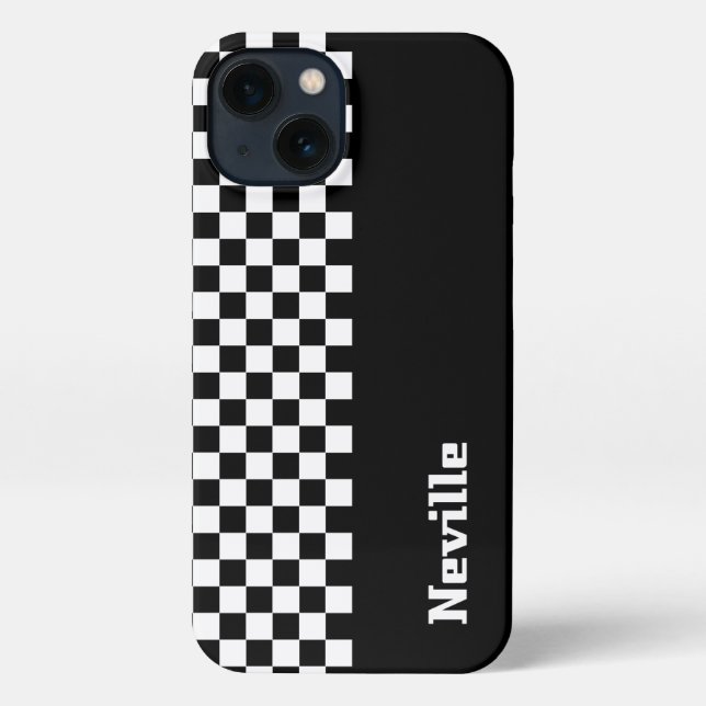 Personalised Two-Tone Checkerboard iPhone Hülle (Rückseite)