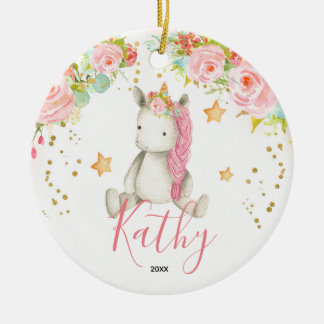 Personalised Unicorn Babygirl First Ornament