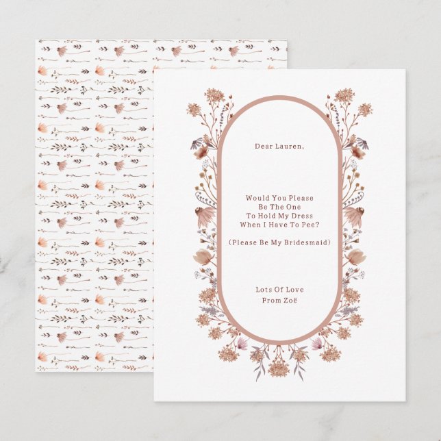 Personalised Wedding Be My Bridesmaid Invitation. Postkarte (Vorne/Hinten)