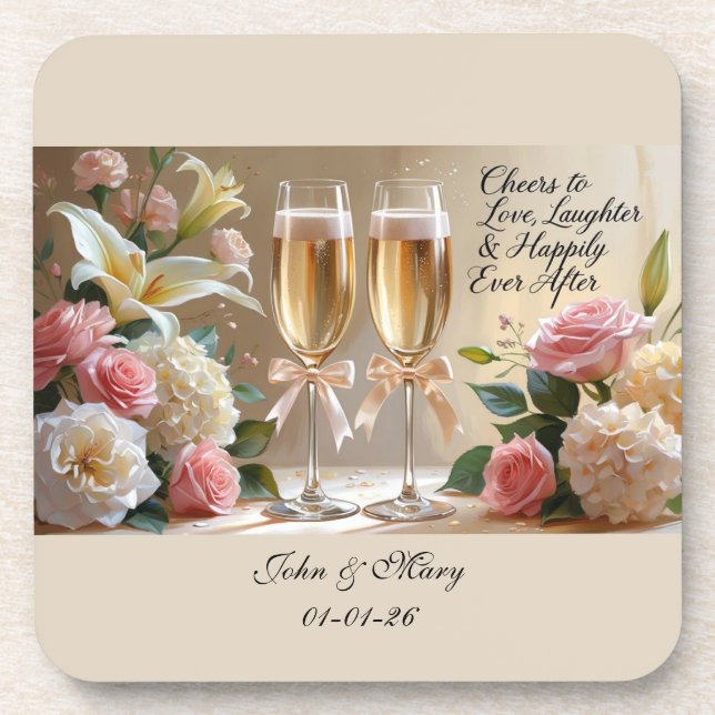 Personalised Wedding Hard plastic coaster Getränkeuntersetzer (Vorderseite)