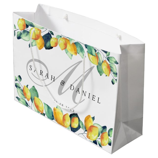 Personalisierbar Elegant Toscana Wedding Große Geschenktüte (Rückseite Schrägansicht)
