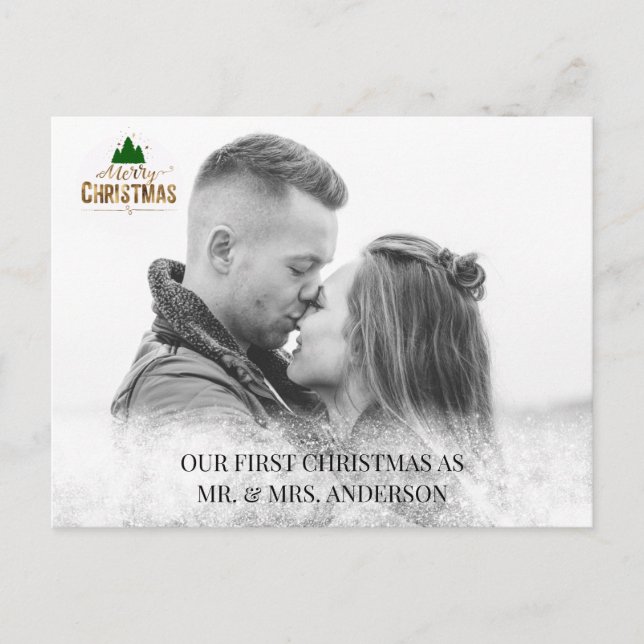 Personalisierbar Foto Karte Schneeflocken (Vorderseite)