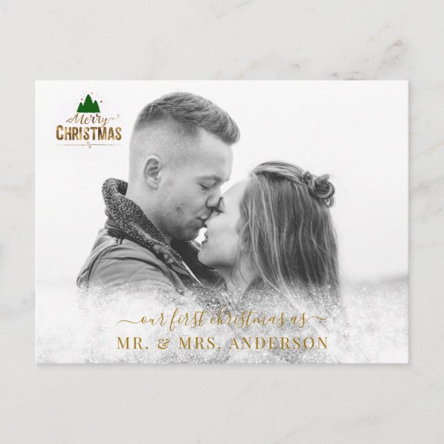 Personalisierbar Foto Karte Schneeflocken (Vorderseite)