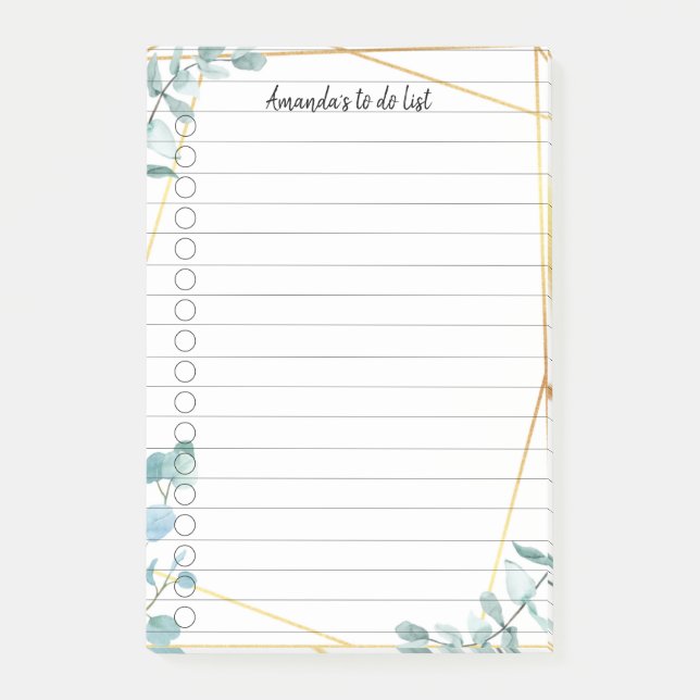 Personalisierbar Greenery liniert Post-it Klebezettel (Vorderseite)