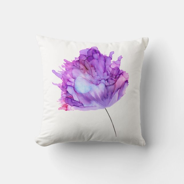 Personalisierbar! Lila Hydrangea Hand lackiert Blü Kissen (Vorderseite)