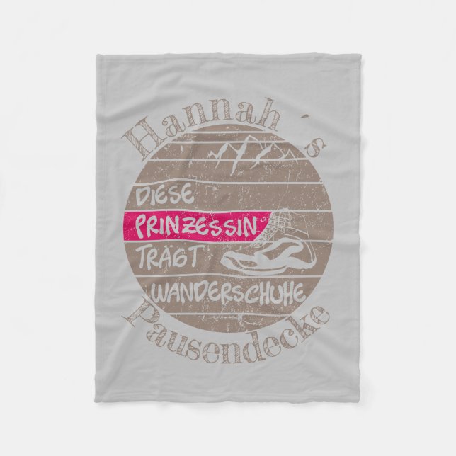 personalisierbar Name Prinzessin Wanderschuhe Fleecedecke (Vorderseite)