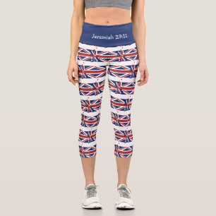 Personalisierbar   Patriotisch   UNION JACK UK FLA Capri Leggings